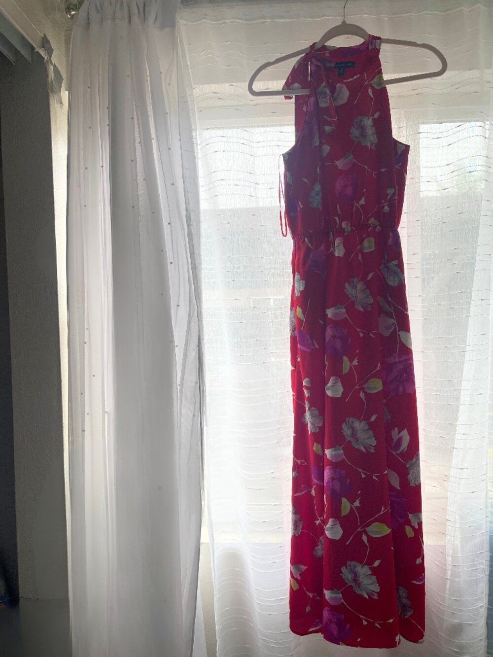 Banana Republic Red floral halter maxi dress Petite